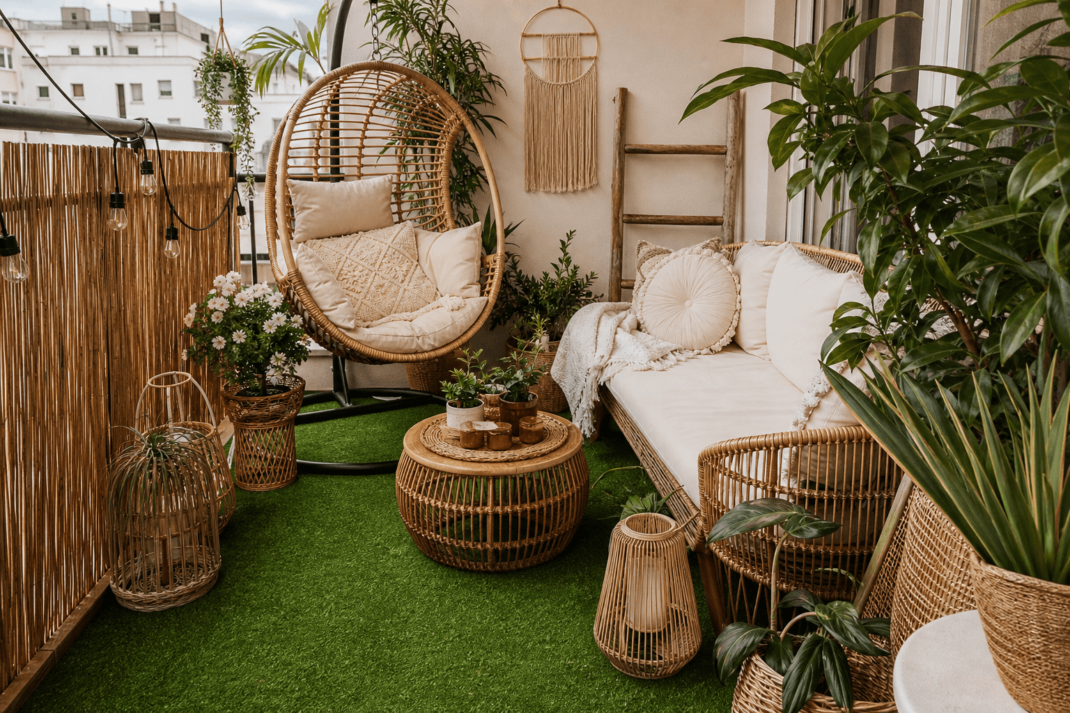 Balkon Boho i Sztuczna Trawa